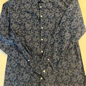 Navy Floral Button-Down Shirt for Men